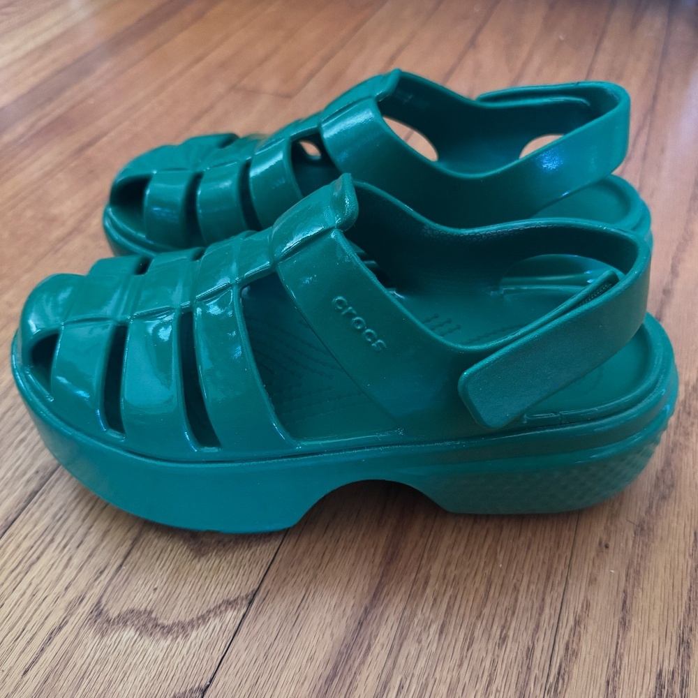 Crocs Platform Fisherman Sandals – Green Chunky Jelly Style